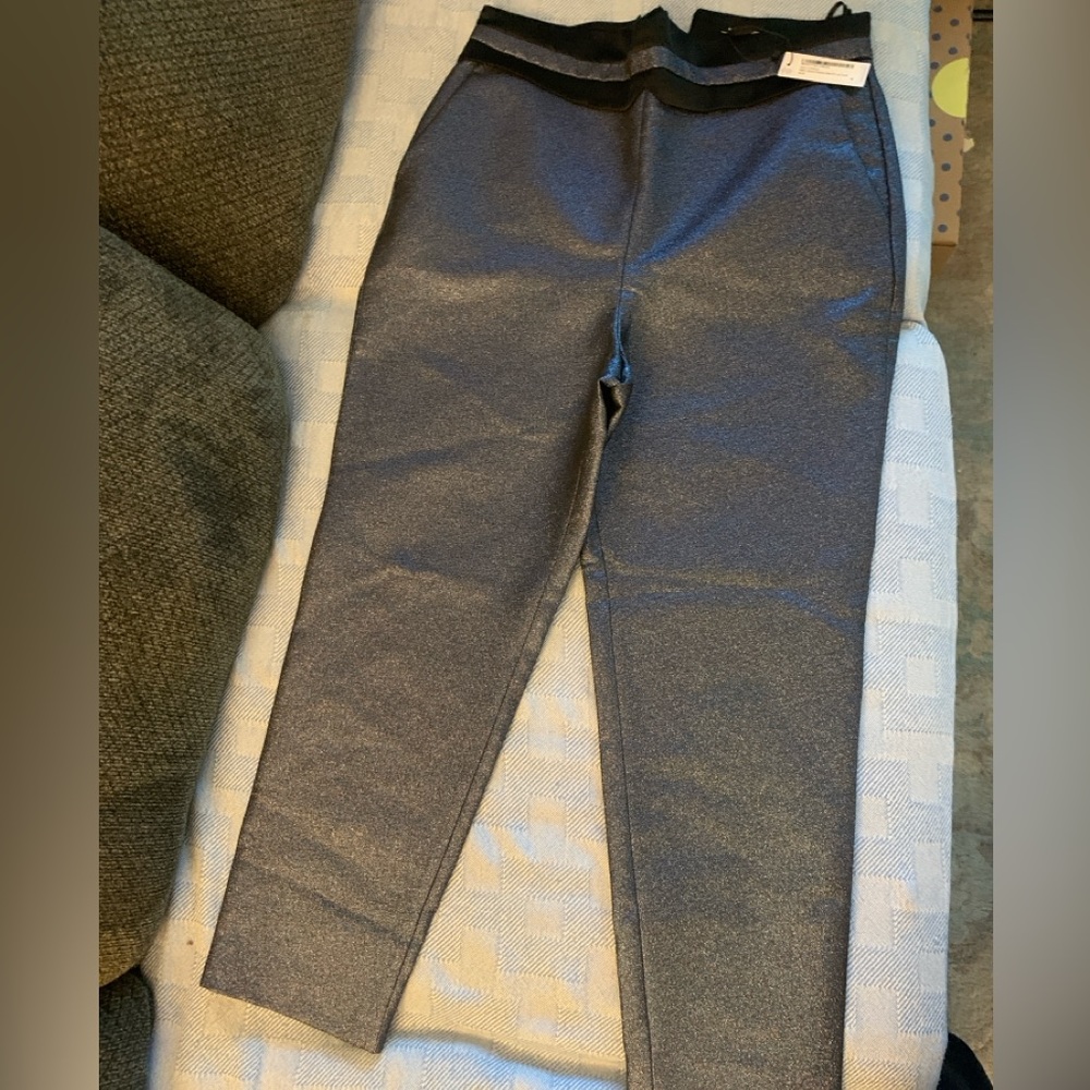 Karen Millen Metallic Jacquard waistband slim leg trouser size 16 women’s